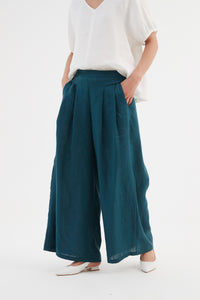 Tirelli Pleat Front Palazzo Pant Deep Marine