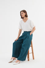 Load image into Gallery viewer, Tirelli Pleat Front Palazzo Pant Deep Marine
