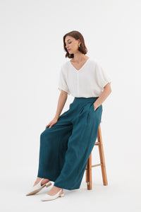 Tirelli Pleat Front Palazzo Pant Deep Marine