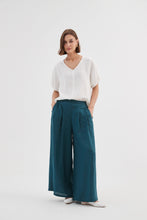 Load image into Gallery viewer, Tirelli Pleat Front Palazzo Pant Deep Marine
