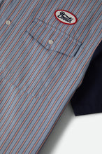Load image into Gallery viewer, Brixton Builders Olson S/S Woven Shirt Blue Aura Stripe
