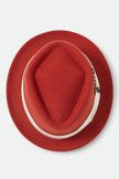 Brixton Stout Pork Pie Hat Red Earth/Wax Paper