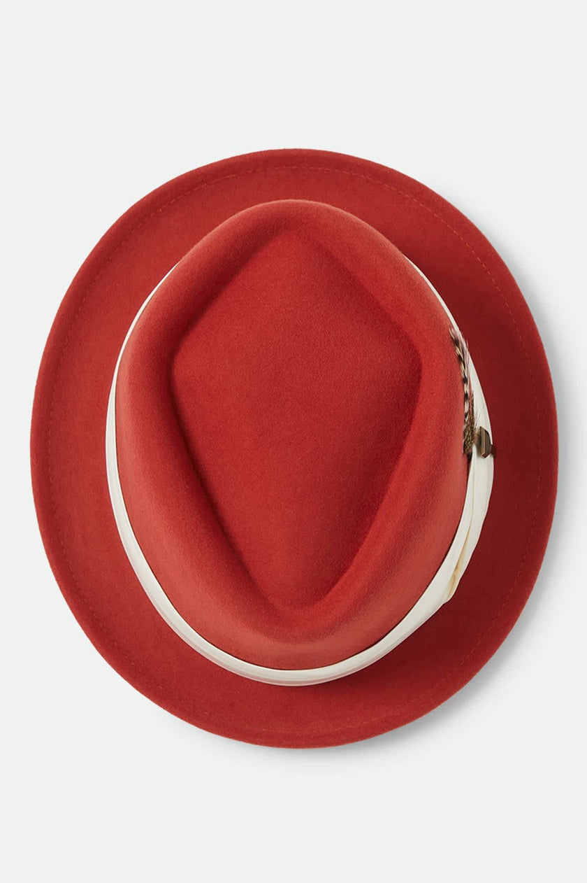 Brixton Stout Pork Pie Hat Red Earth/Wax Paper