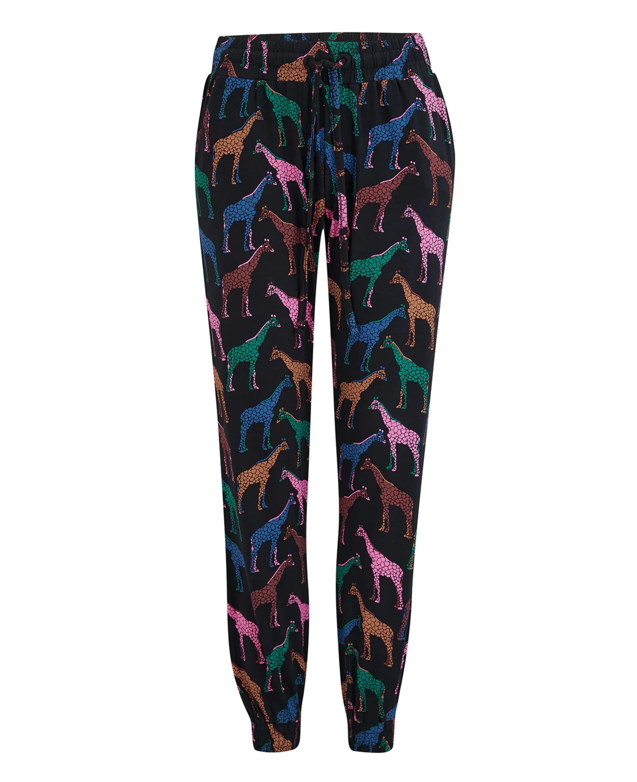 Sugarhill Brighton Donna Jersey Joggers Black Giraffe Spots