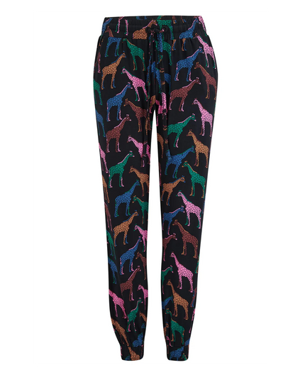 Sugarhill Brighton Donna Jersey Joggers Black Giraffe Spots