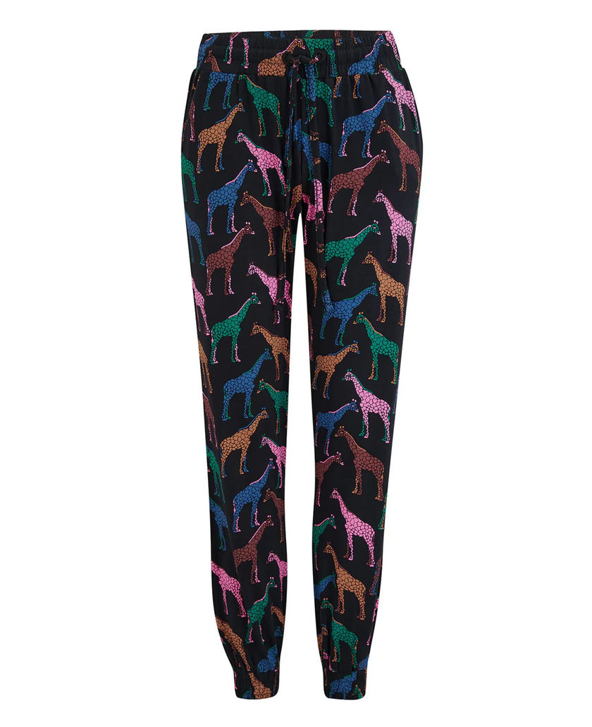 Sugarhill Brighton Donna Jersey Joggers Black Giraffe Spots