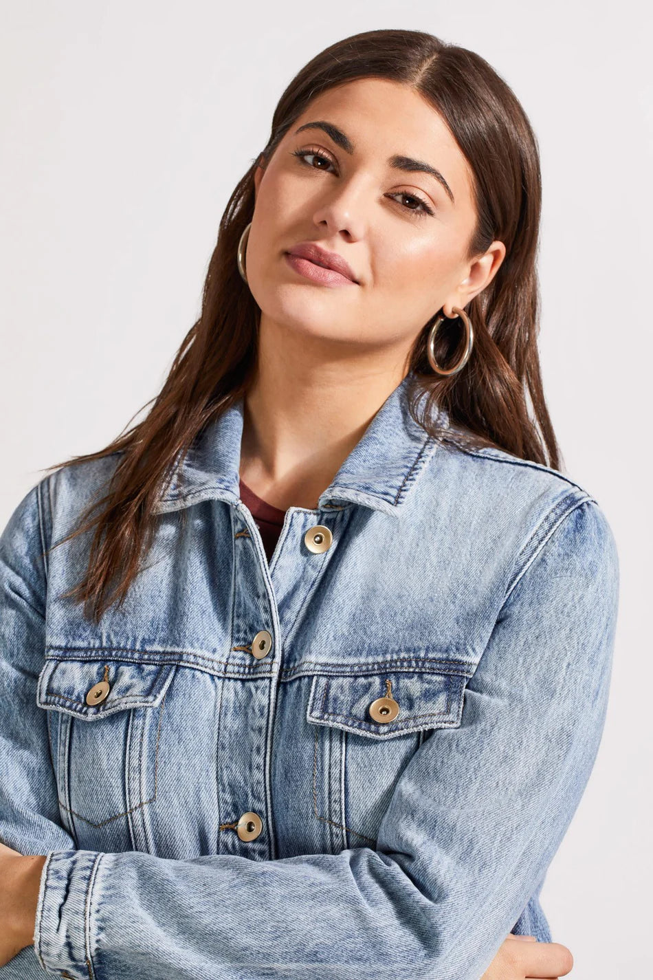 Tribal Long Denim Duster Washed Blue