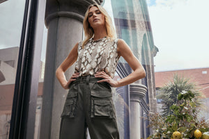 M. A. Dainty Trunk Pants Olive Stripe