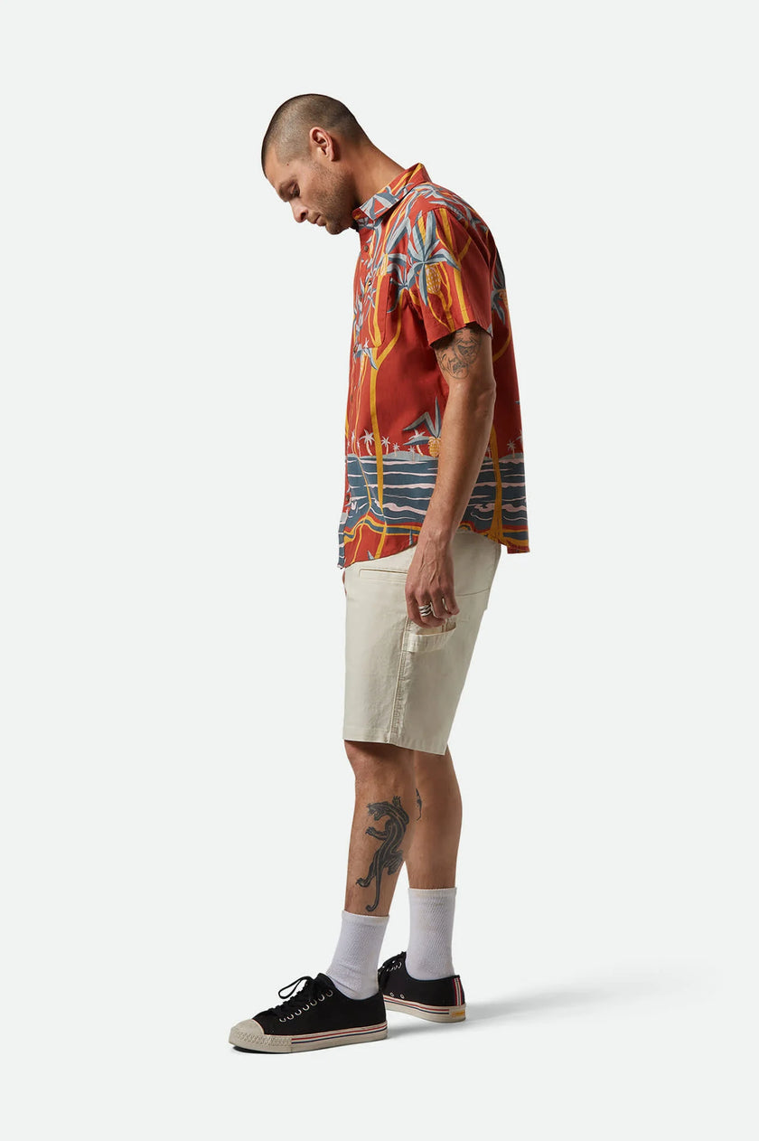Brixton Charter Print S/S Woven Dark Red Scenic Trip