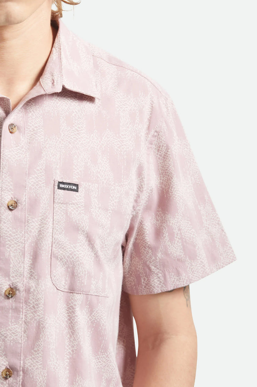 Brixton Charter Print SS Shirt Dark Pink/Silver Crackle Paint