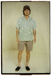 Brixton Bunker Slub S/S Woven Whitecap/Chinois Green