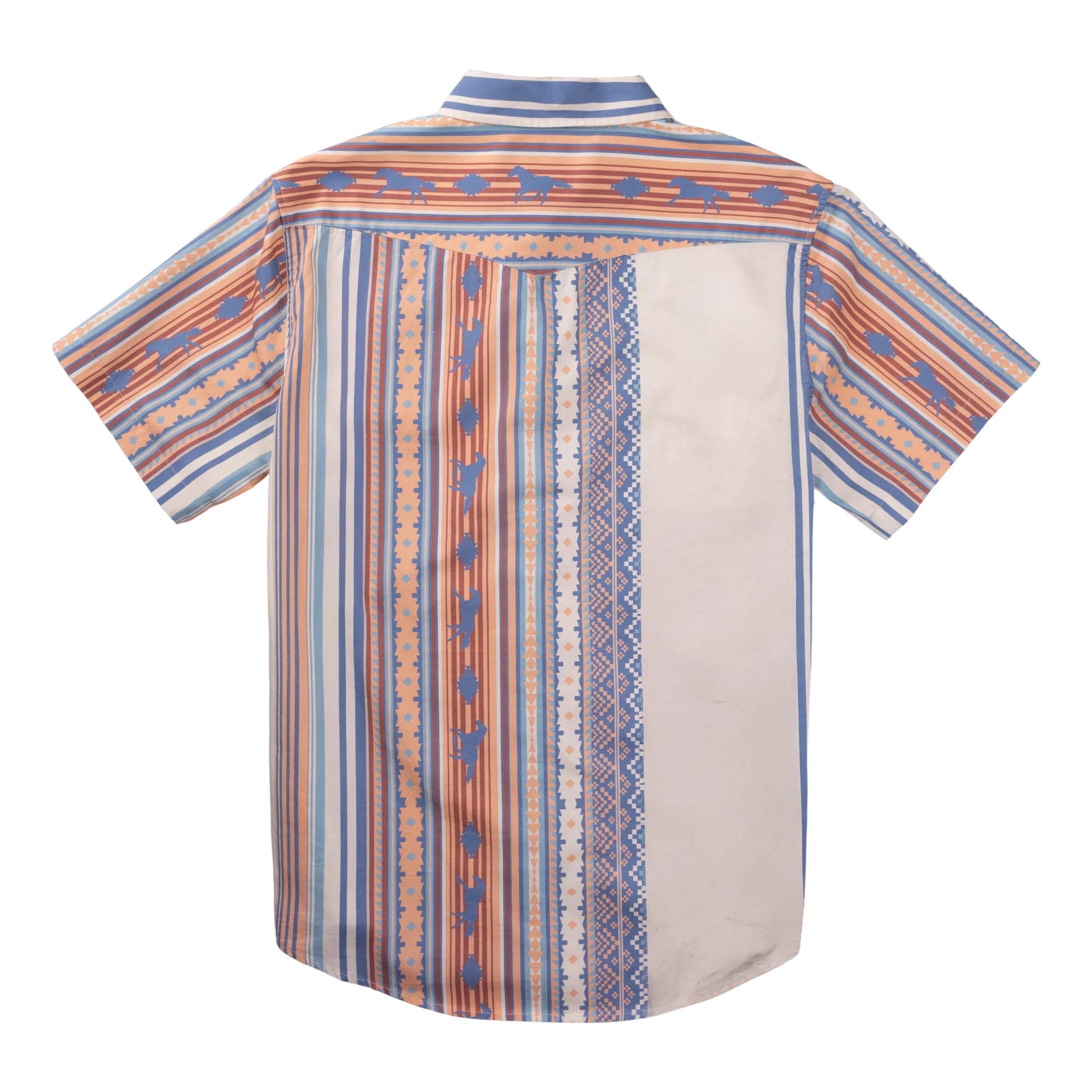 Sendero Serape Pearl Snap SS Shirt Western Stripe Indigo