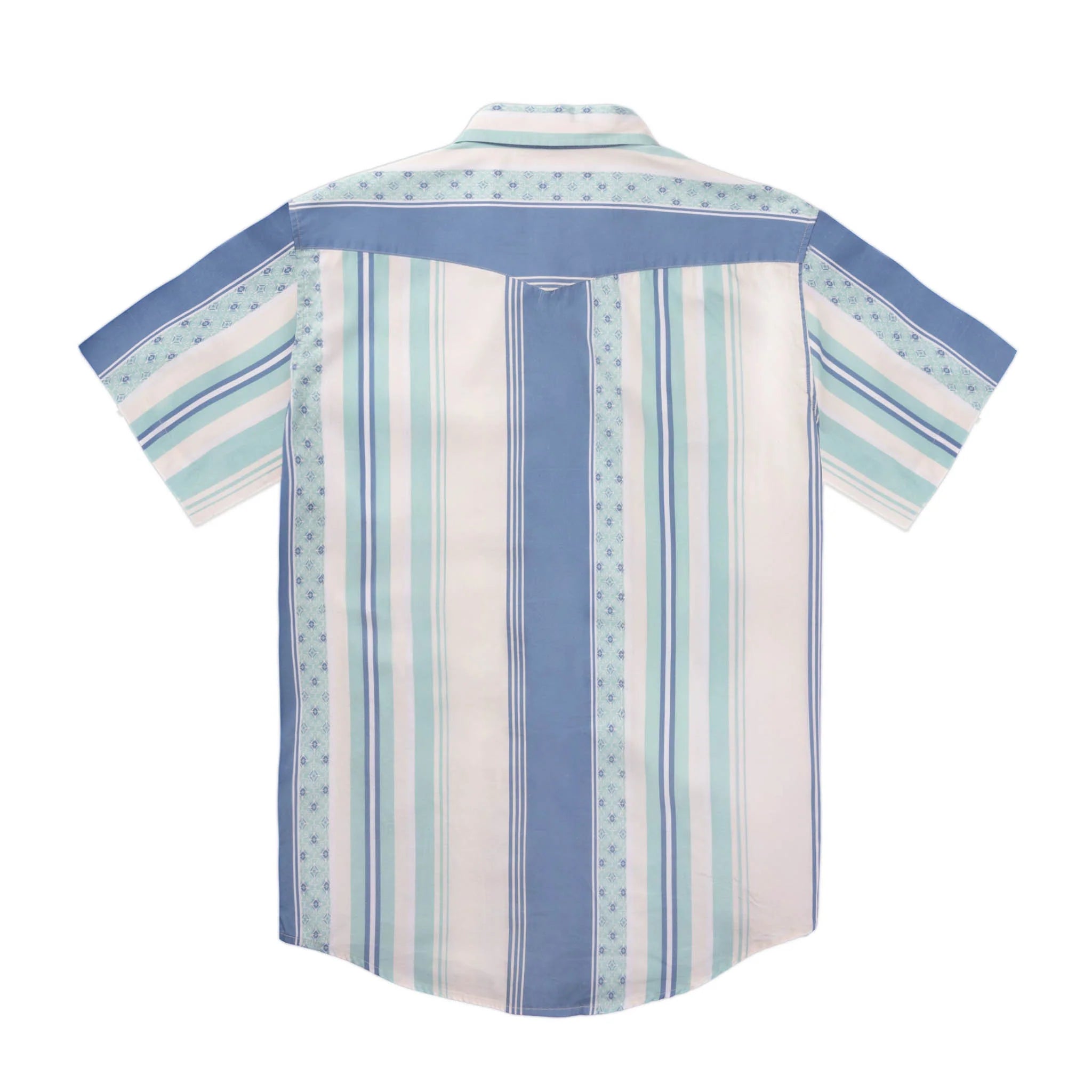 Sendero Serape Pearl Snap SS Shirt Retro Stripe Teal