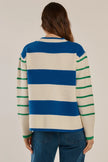 Betty Basics Camryn Sweater Blue/Green Stripe Cream