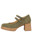 Dorking D9659 Cristel Stacked Double Mary Jane Heels Green Nubuck