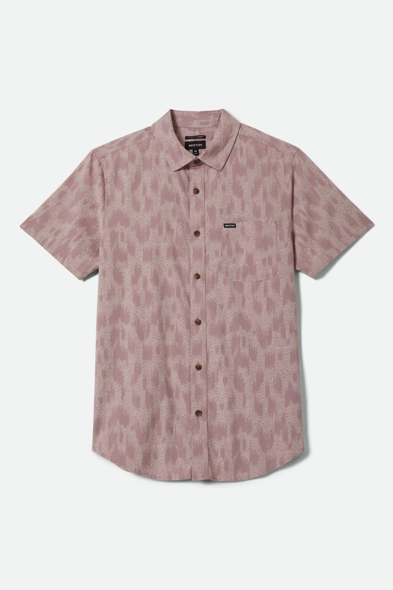 Brixton Charter Print SS Shirt Dark Pink/Silver Crackle Paint