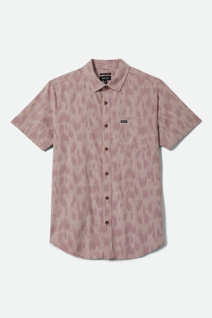 Brixton Charter Print SS Shirt Dark Pink/Silver Crackle Paint
