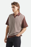 Brixton Theo Jacquard S/S Polo Chocolate/Off White