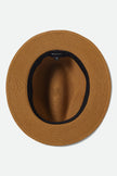 Brixton Roma Straw Packable Fedora Dark Tan/Primal Green