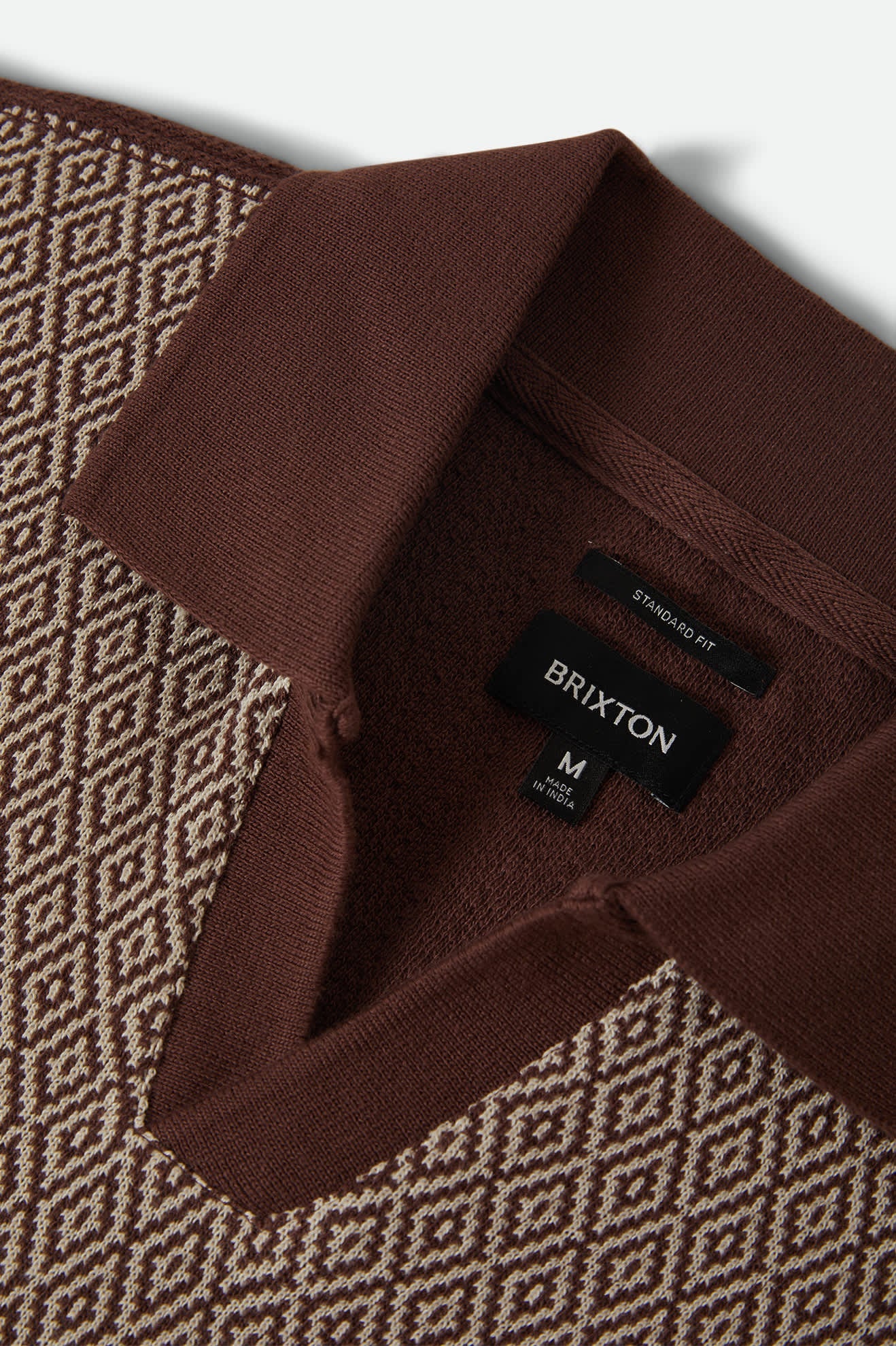Brixton Theo Jacquard S/S Polo Chocolate/Off White