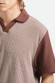 Brixton Theo Jacquard S/S Polo Chocolate/Off White