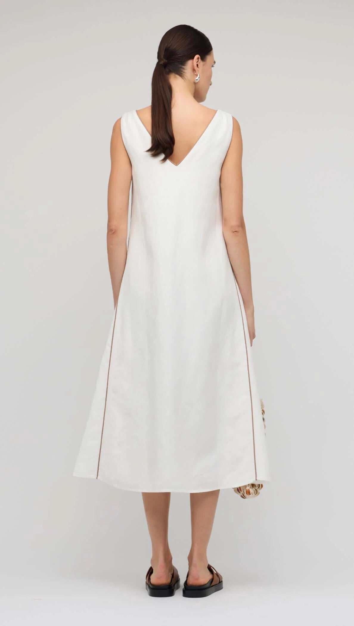 Staple The Label Nyla Godet Midi Dress White/ Latte