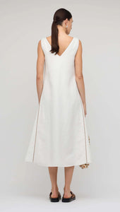Staple The Label Nyla Godet Midi Dress White/ Latte