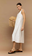 Staple The Label Nyla Godet Midi Dress White/ Latte
