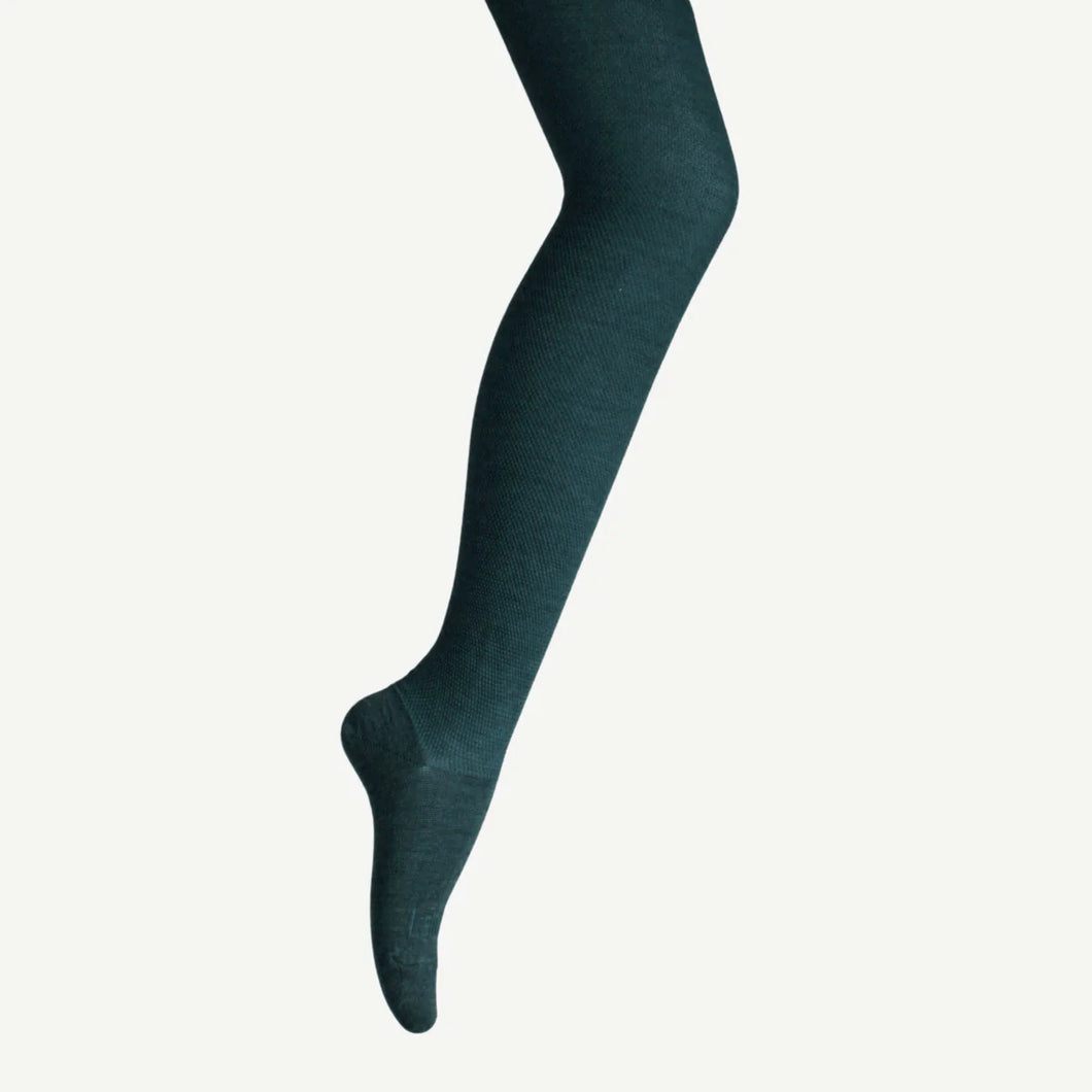 Lamington Merino Wool Textured Knit Tights Fern