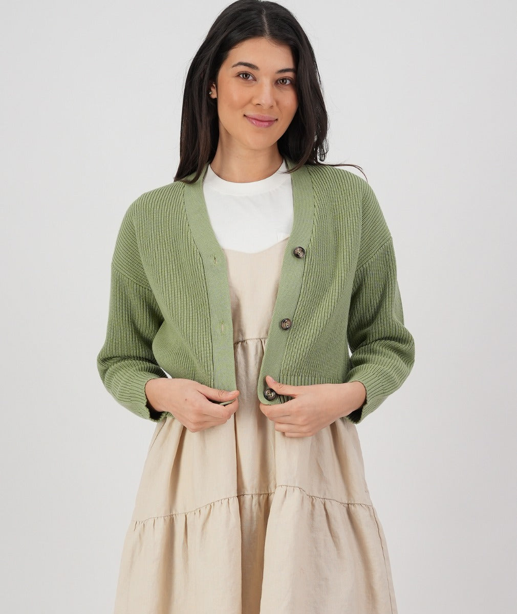 Swanndri Melrose Crop Cardigan Fern