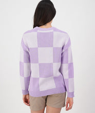Load image into Gallery viewer, Swanndri Straven Cotton Knit Crew Lavender/Whitre Check
