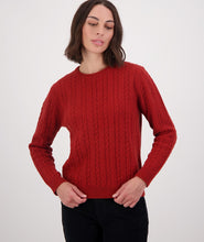 Load image into Gallery viewer, Swanndri Sydney Cable Knit Crew Merlot
