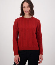 Load image into Gallery viewer, Swanndri Sydney Cable Knit Crew Merlot
