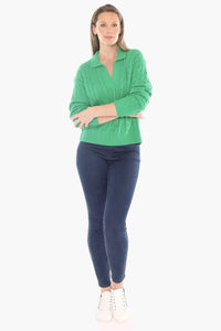 Jump Collared Cable Pullover Kelly Green