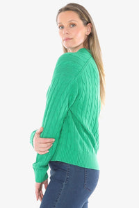 Jump Collared Cable Pullover Kelly Green