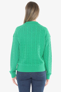 Jump Collared Cable Pullover Kelly Green