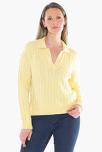 Load image into Gallery viewer, Jump Collared Cable Pullover Lemon
