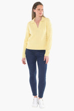 Load image into Gallery viewer, Jump Collared Cable Pullover Lemon
