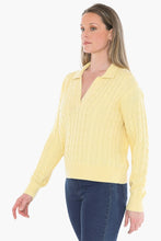 Load image into Gallery viewer, Jump Collared Cable Pullover Lemon
