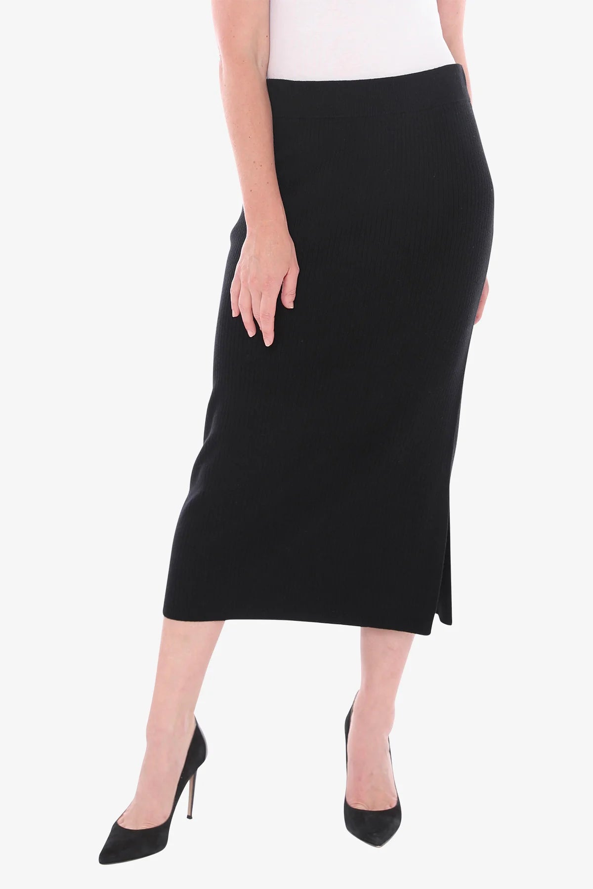 Jump Cotton Knit Rib Skirt Black