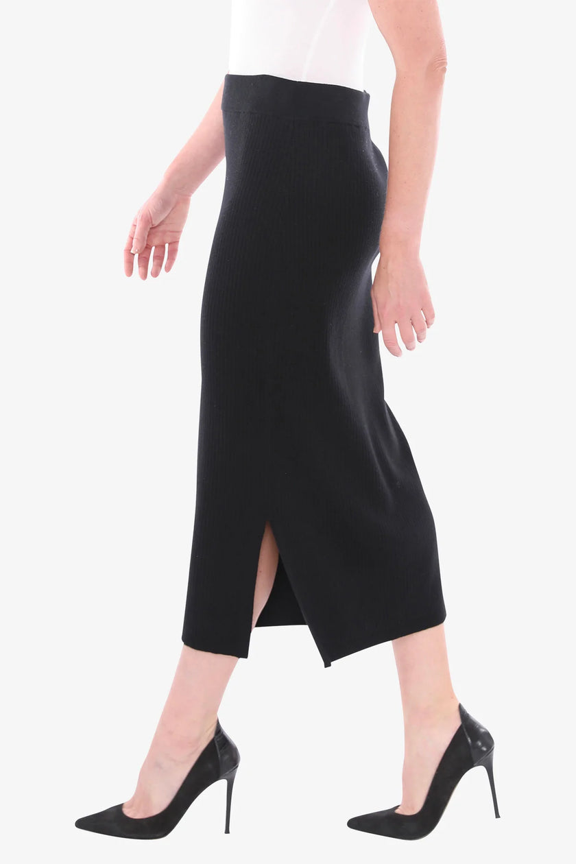Jump Cotton Knit Rib Skirt Black