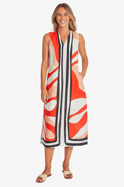 Pingpong Linear Maxi Dress Linear Print