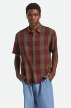 Load image into Gallery viewer, Brixton Cru Linen Blend S/S Woven Shirt Olive Surplus/Port
