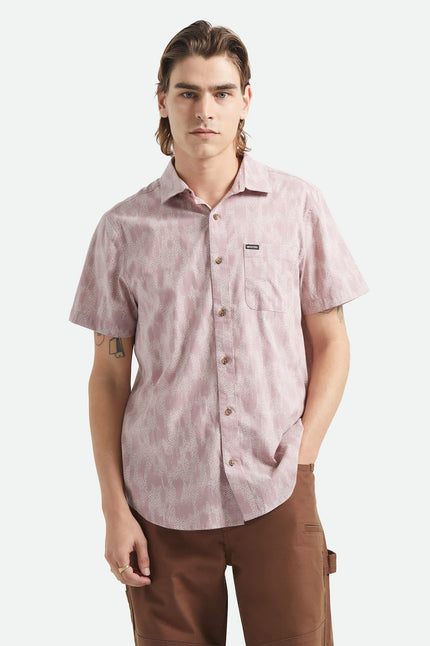 Brixton Charter Print SS Shirt Dark Pink/Silver Crackle Paint