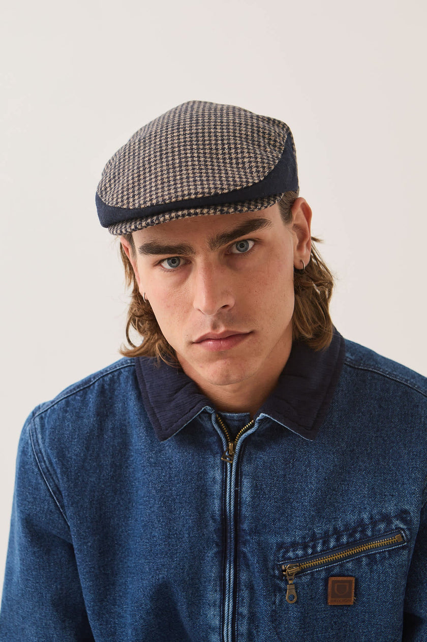 Brixton Hooligan Snap Cap Navy/Sand Houndstooth