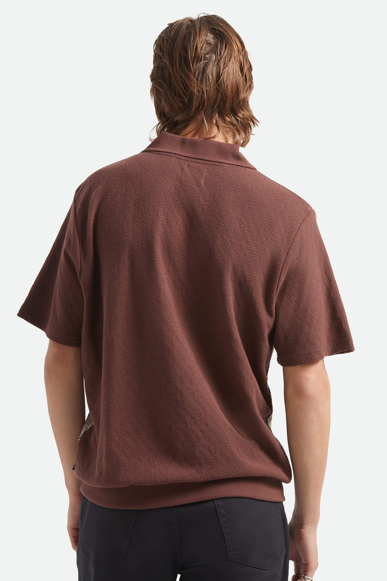 Brixton Theo Jacquard S/S Polo Chocolate/Off White