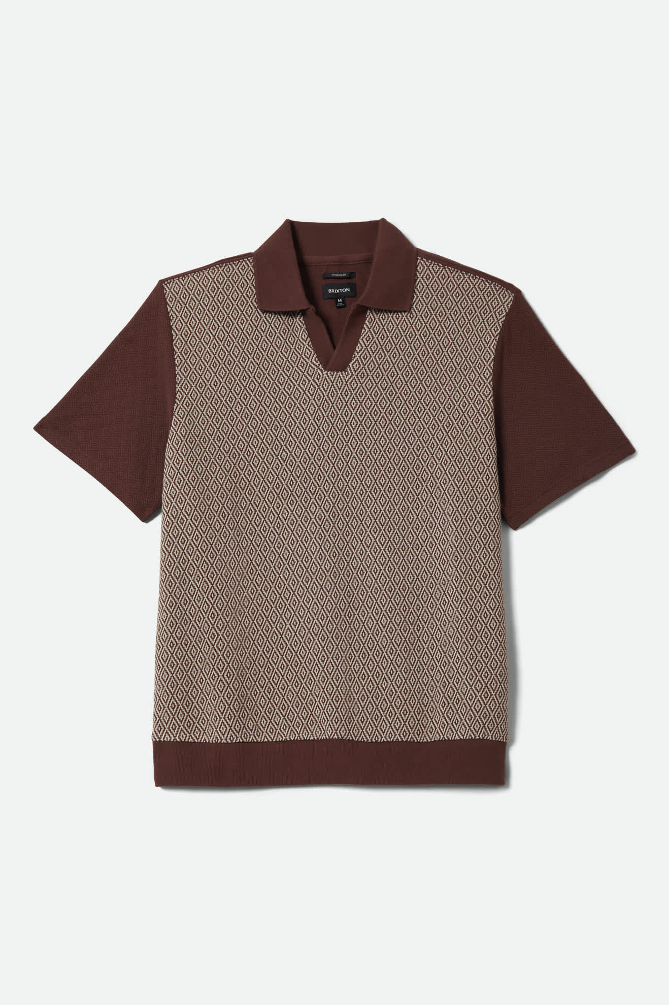 Brixton Theo Jacquard S/S Polo Chocolate/Off White