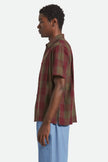 Brixton Cru Linen Blend S/S Woven Shirt Olive Surplus/Port