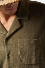 Load image into Gallery viewer, Brixton Bunker French Terry Cloth Camp Collar Shirt Ivy Green
