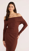 Load image into Gallery viewer, MINKPINK Zoe Off Shoulder Knit Top Chocolate
